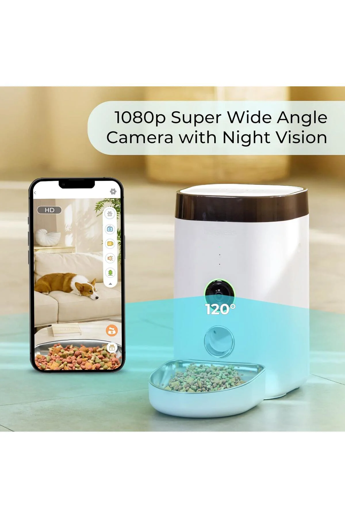 F10A Kameralı Otomatik Mama Kabı - 1080p HD, Wi-Fi Bağlantılı, 3.