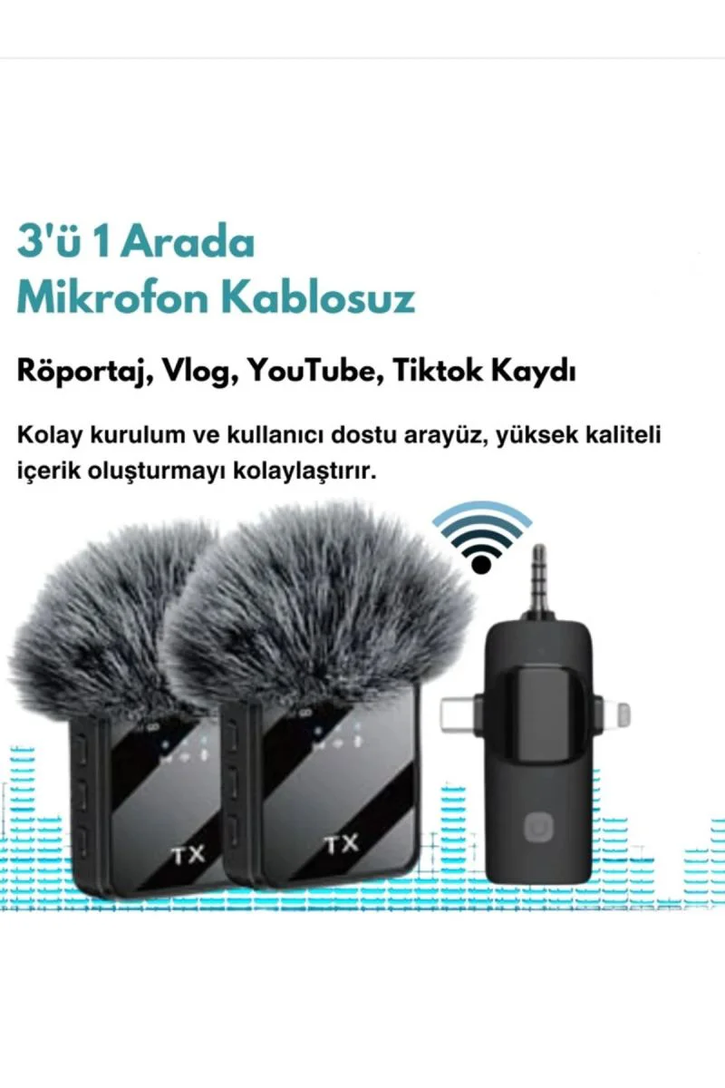 F11 3'ü 1 Arada Kablosuz Yaka Mikrofonu – Profesyonel Gürültü Azaltmalı Taşınabilir Mikrofon Fiyatı, Yorumları ve Özellikleri
