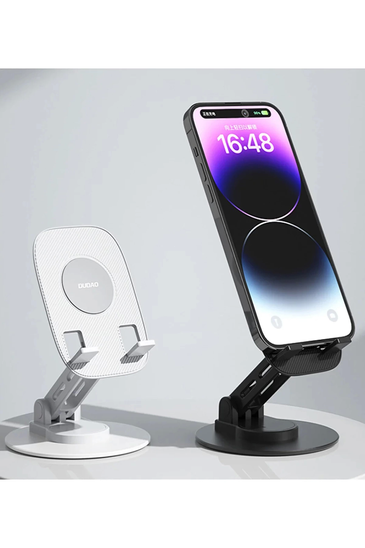 F17s  Masaüstü Telefon Tutucu Döner Tabanı Alüminyum Paslanmaz Çe