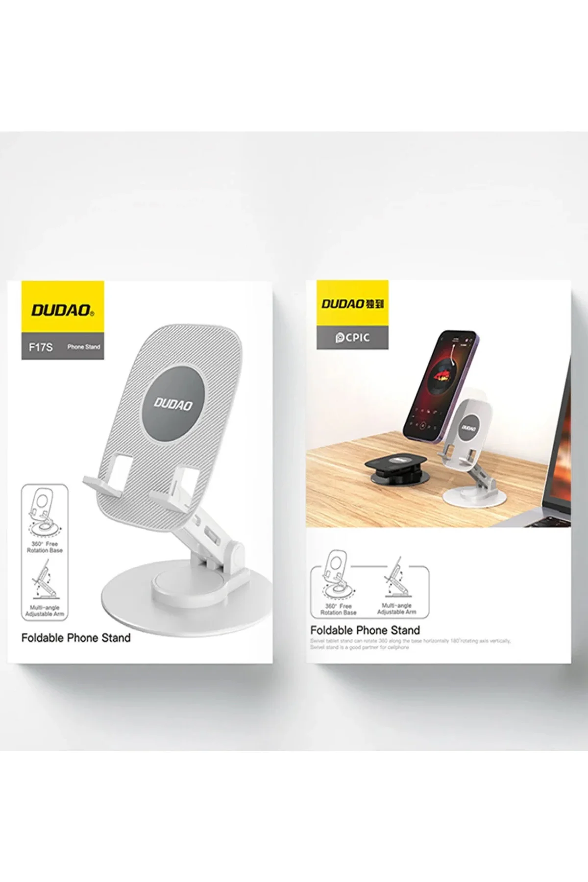F17s Masaüstü Telefon Tutucu Döner Tabanı Alüminyum Paslanmaz Çelik Katlanabilir