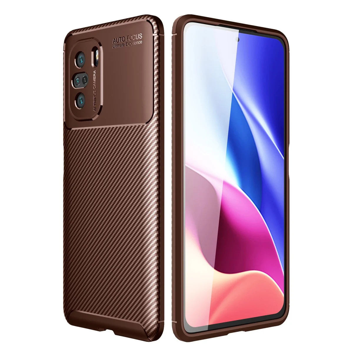 F3 Kılıf Auto Focus Karbon Kapak - Kahverengi | Modern ve Dayanıklı Telefon Kılıfı
