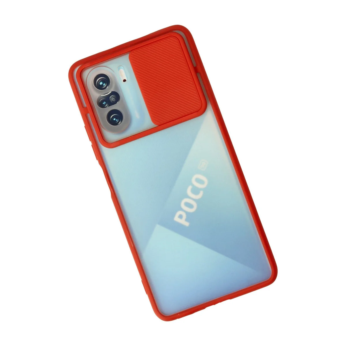 F3 Kılıf Palm Buzlu Kamera Sürgülü Silikon - Kırmızı