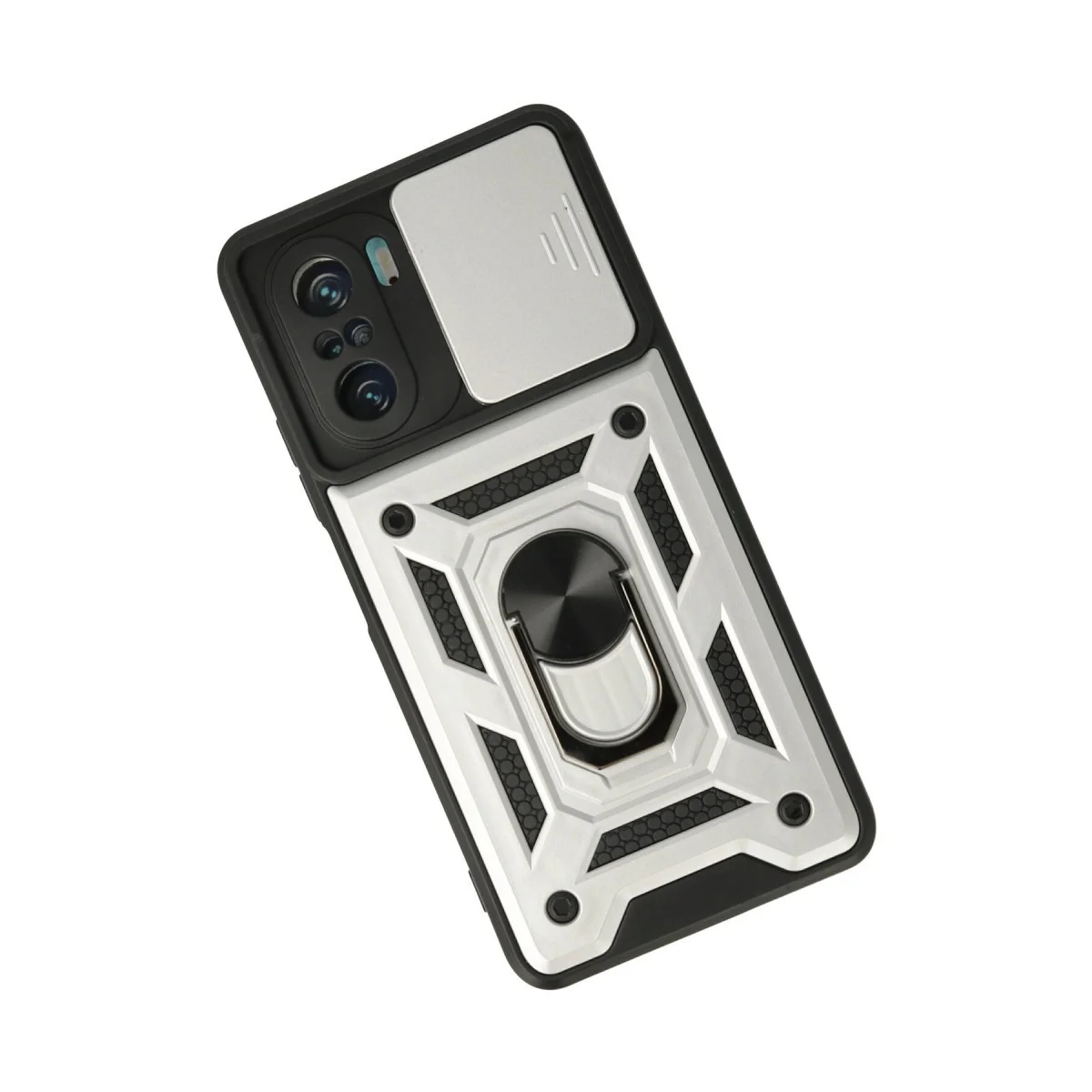 F3 Kılıf Pars Lens Yüzüklü Silikon - Gümüş Kamera ve Stand Koruması