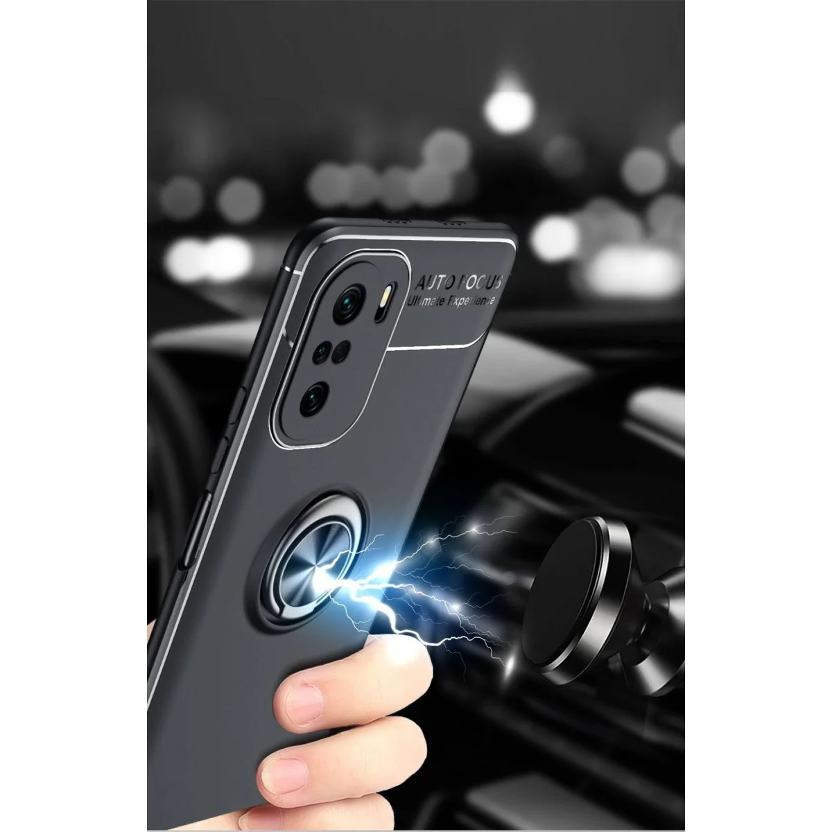 F3 Kılıf Range Yüzüklü Silikon - Mavi Esnek Telefon Kılıfı