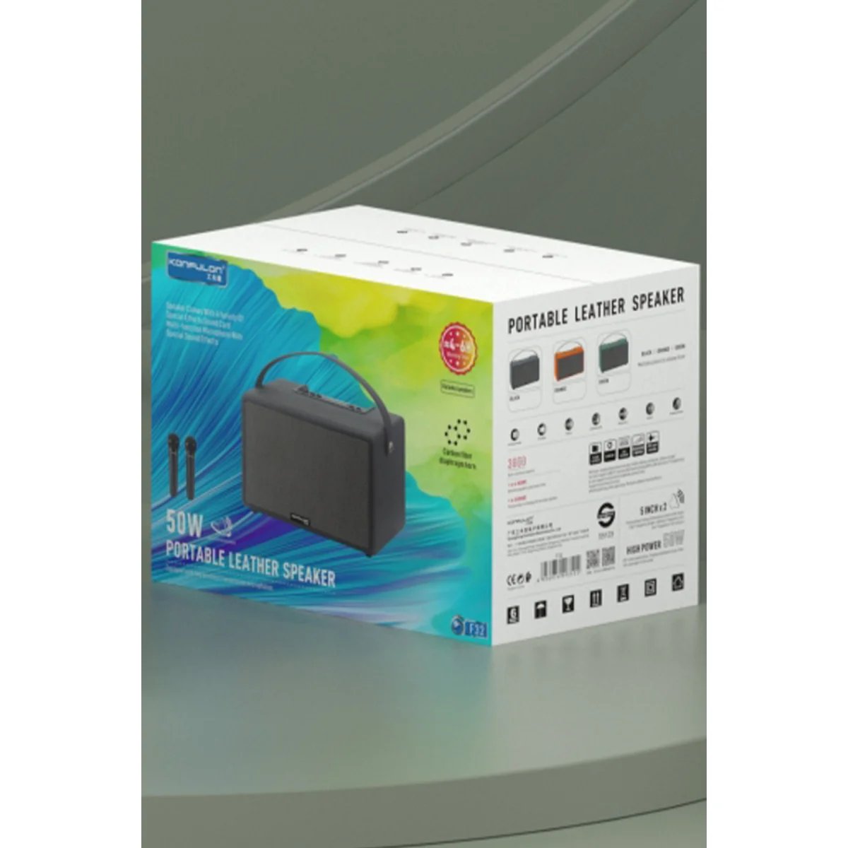 F32 2x50W Kablosuz Hoparlör Mikrofonlu Siyah BT 5.2 ExtraBass
