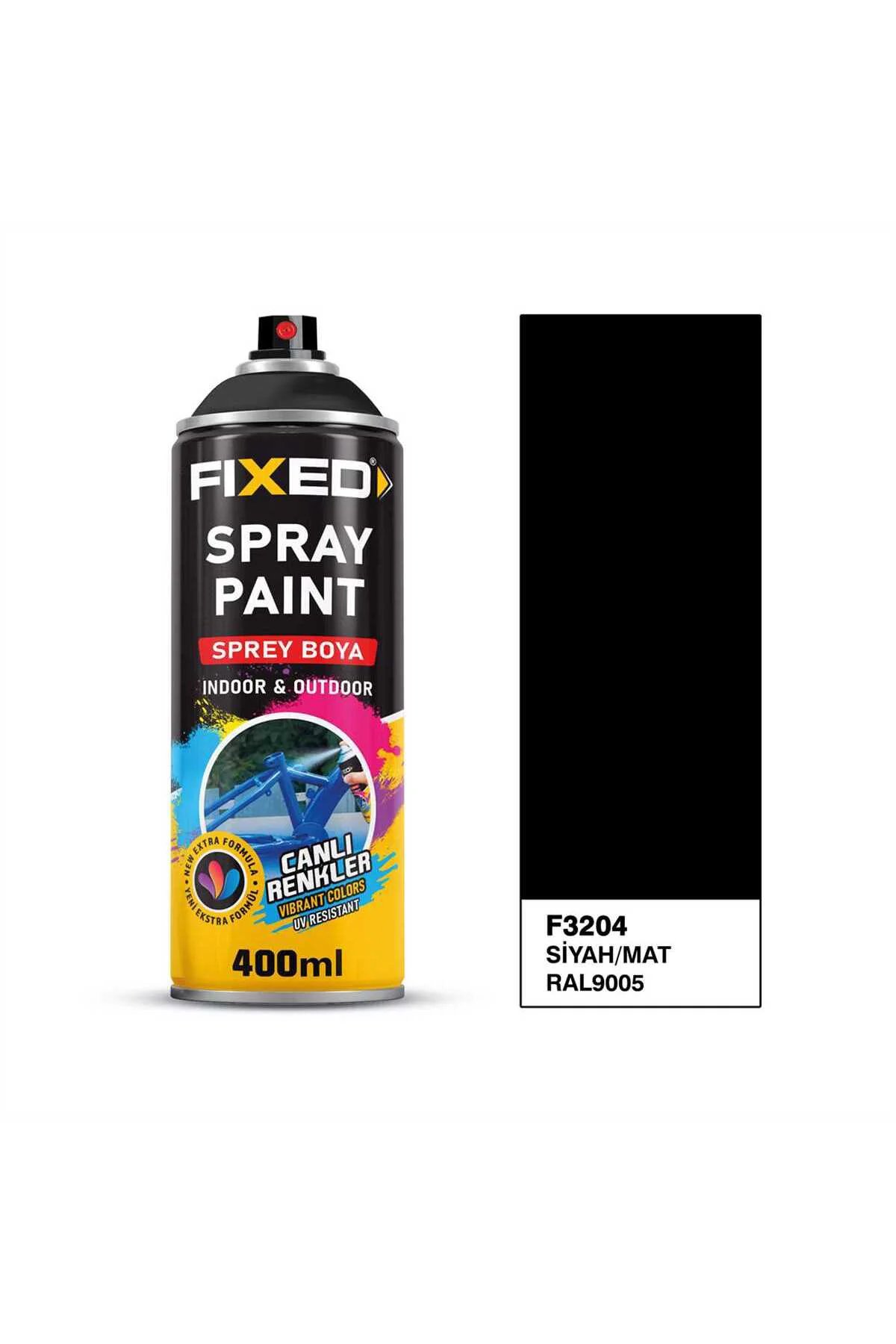 F3204 SPREY BOYA AKRİLİK SİYAH/MAT (RAL9005) 320 GR 400 ML