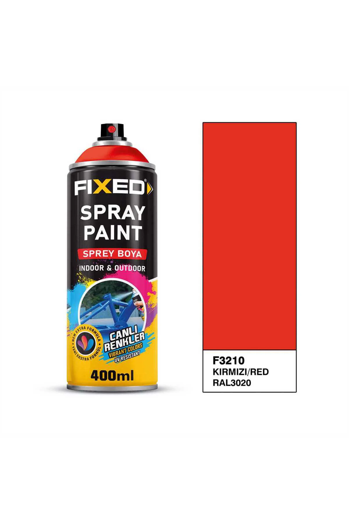 F3210 AKRİLİK SPREY BOYA TRAFİK KIRMIZI (RAL3020) 400 ML