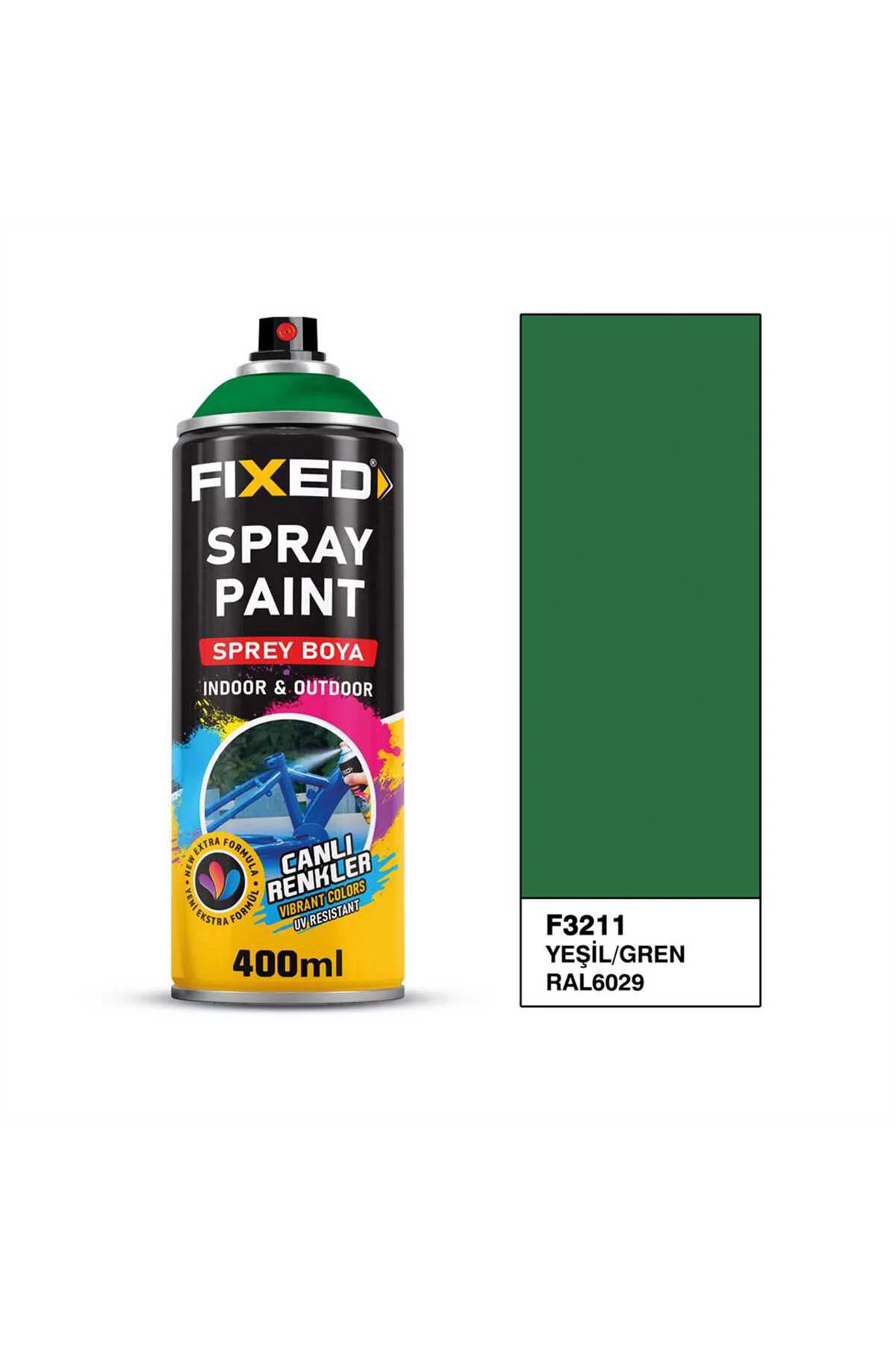 F3211 AKRİLİK SPREY BOYA YEŞİL (RAL6029) 400 ML