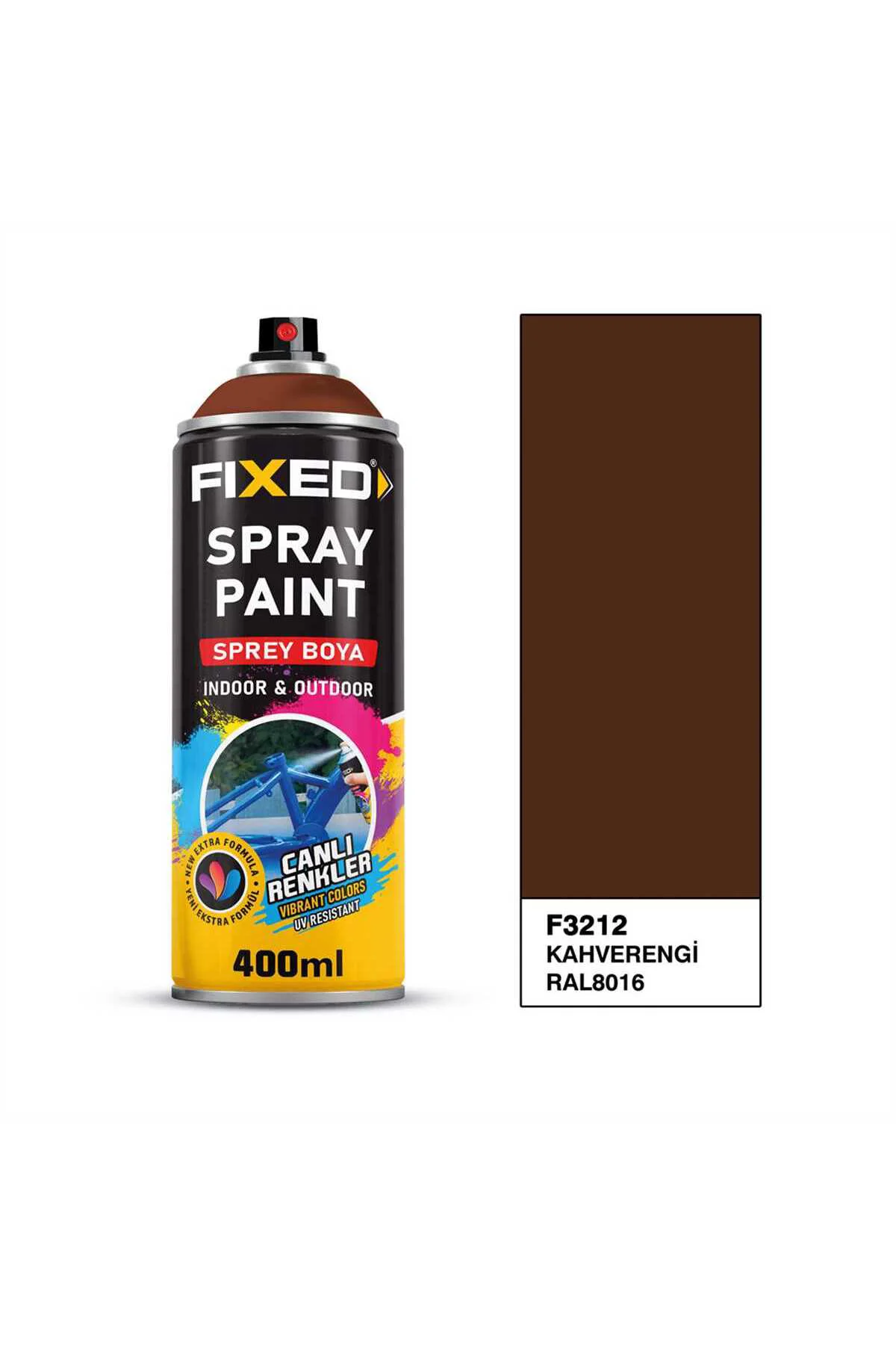 F3212 AKRİLİK SPREY BOYA KAHVERENGİ (RAL8016) 400 ML