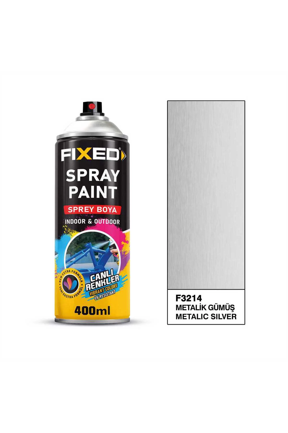 F3214 AKRİLİK SPREY BOYA METALİK GÜMÜŞ EFEKT 400 ML SILVER F3214 AKRİLİK SPREY BOYA METALİK GÜMÜŞ EFEKT 400 ML SILVER