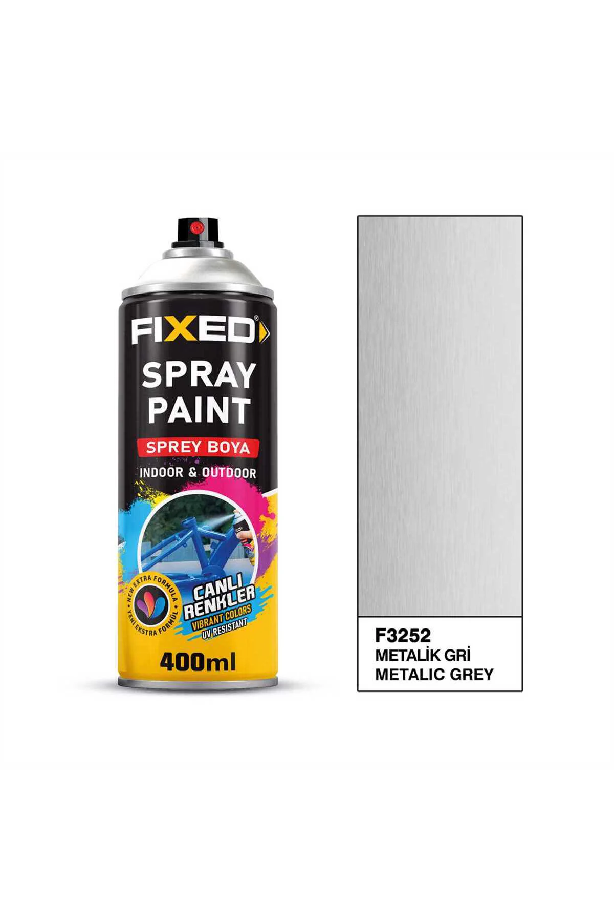 F3252 AKRİLİK SPREY BOYA METALİK GRİ 400 ML