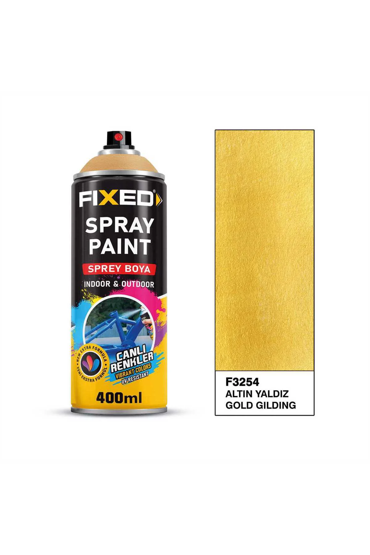 F3254 AKRİLİK SPREY BOYA ALTIN YALDIZ EFEKT 1.KALİTE 400 ML F3254 AKRİLİK SPREY BOYA ALTIN YALDIZ EFEKT 1.KALİTE 400 ML