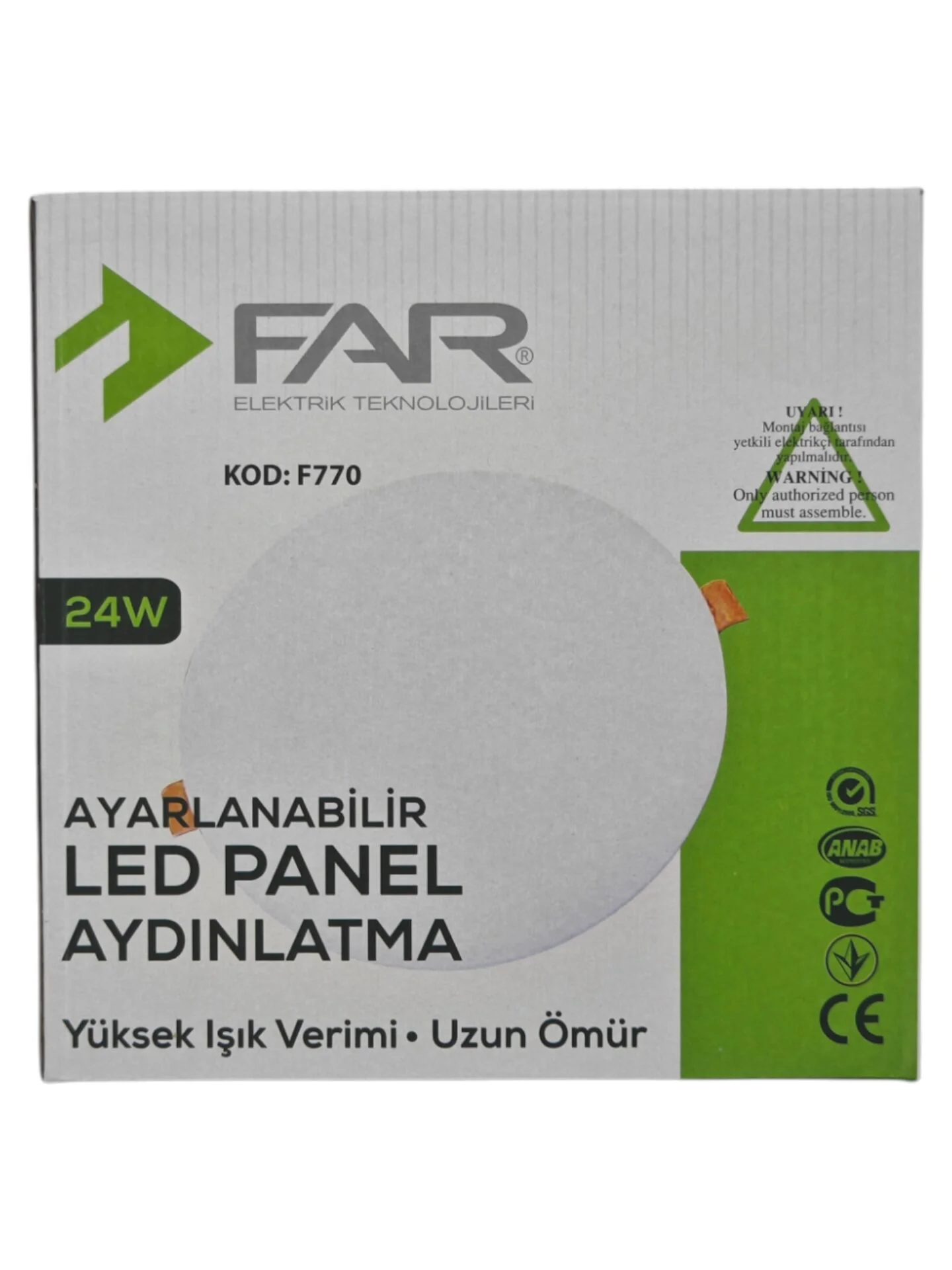 F770   Far 24W 6500K Led Panel - Ayarlanabilir