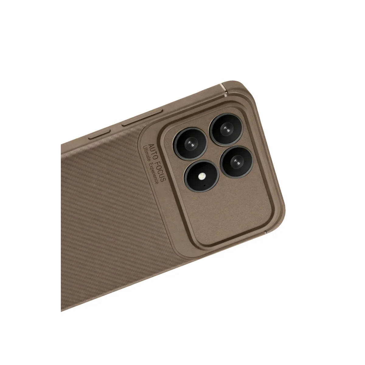 F8 Pro Auto Focus Karbon Kapak - Kahverengi Telefon Kılıfı ve Ekran Koruyucu
