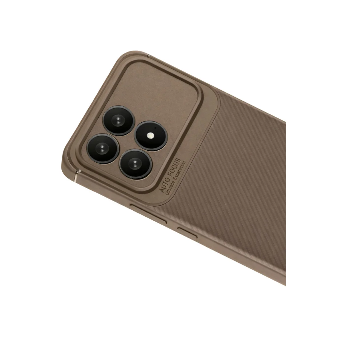 F8 Pro Auto Focus Karbon Kapak - Kahverengi Telefon Kılıfı ve Ekran Koruyucu