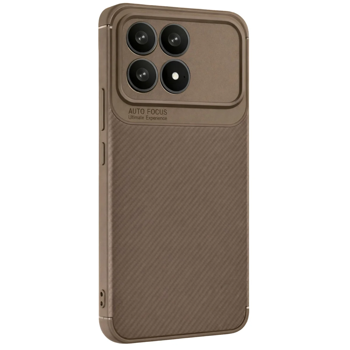 F8 Pro Auto Focus Karbon Kapak - Kahverengi Telefon Kılıfı ve Ekran Koruyucu