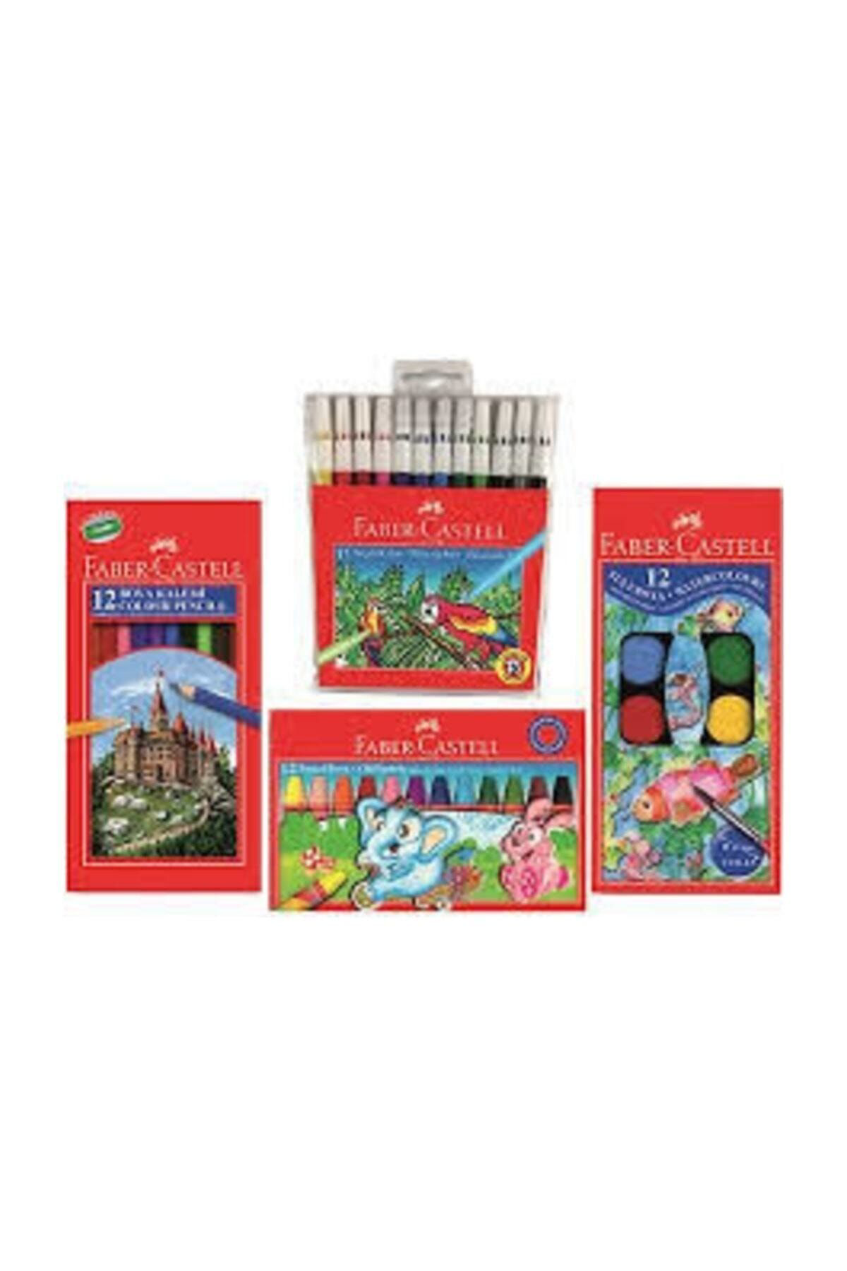 Faber 12 Li Boya Seti 12 Kuru 12 Sulu 12 Pastel 12 Keçeli B.s