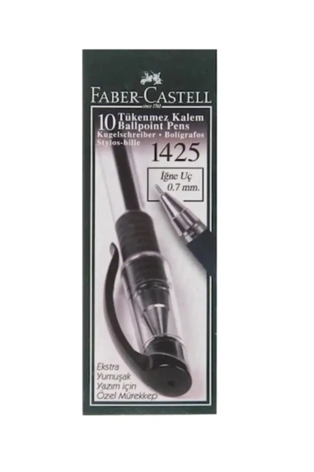 Faber-castell 1425 Iğne Uç Tükenmez Kalem Siyah 10 Lu 52111425990