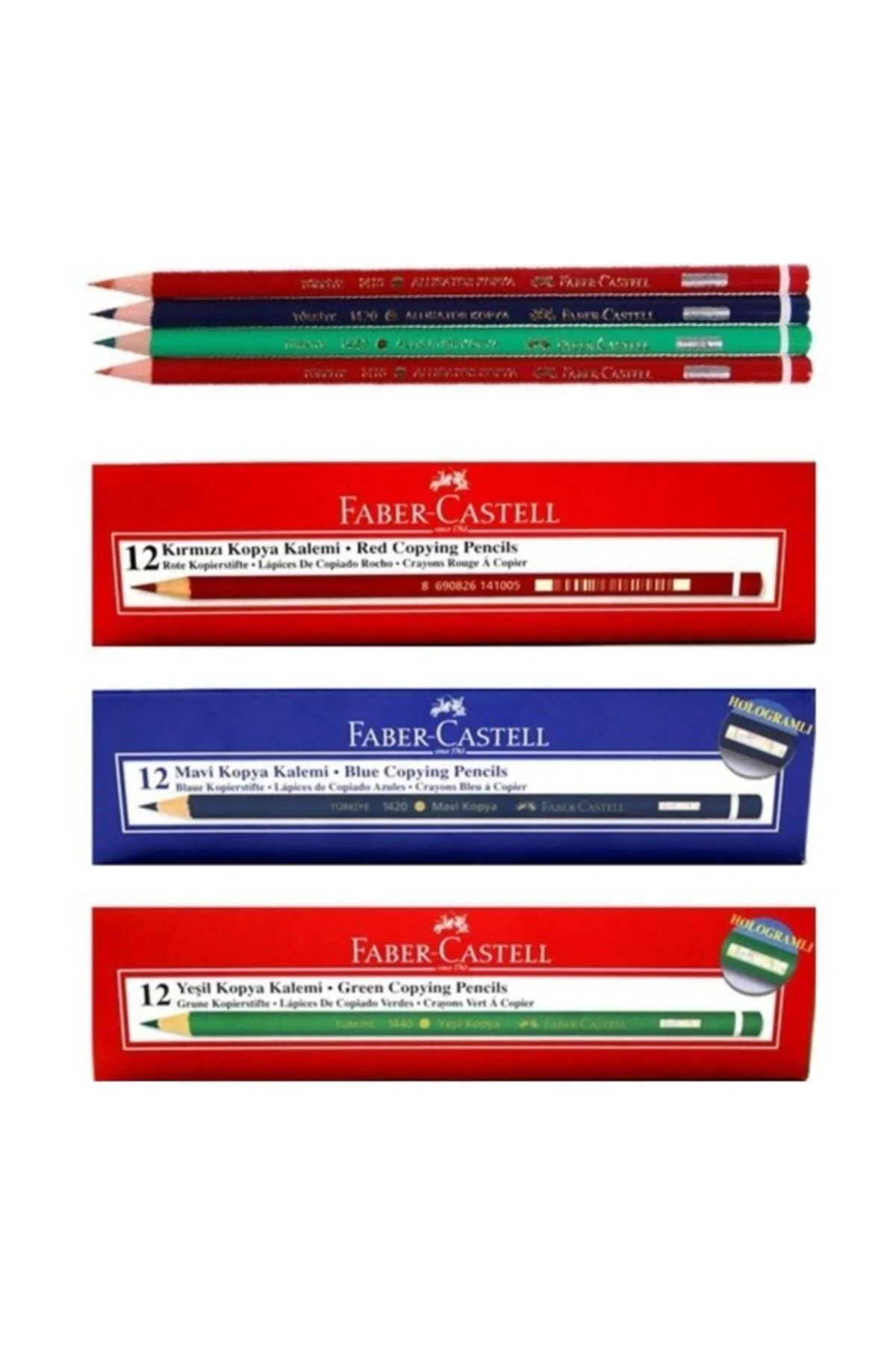 Faber-castell Kırmızı 12'li - Yeşil 12'li - Mavi 12'li Kopya Kale