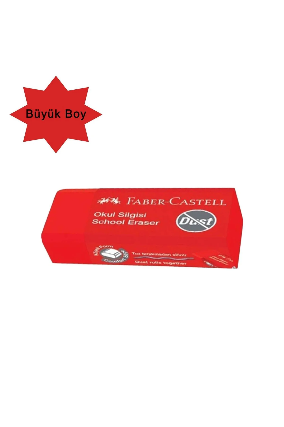 Faber-castell Kurşun Kalem 6 Adet - Faber Büyük Boy Kırmızı Silgi