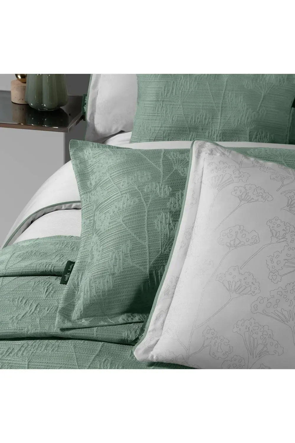 Sarev Fabrizia Yeşil Çift Kişilik %100 Pamuk Saten Nevresim Takımı Ve Y