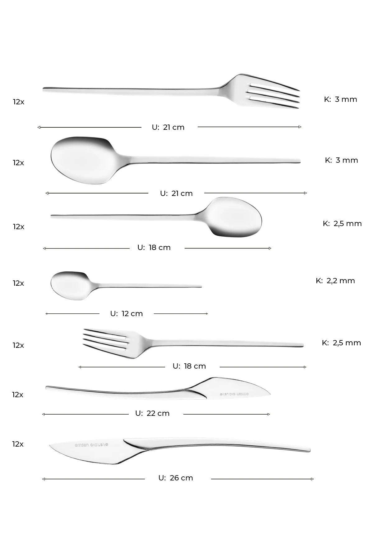 Fair 84 Parça 12 Kişilik Kutulu Çatal Kaşık Bıçak Takımı