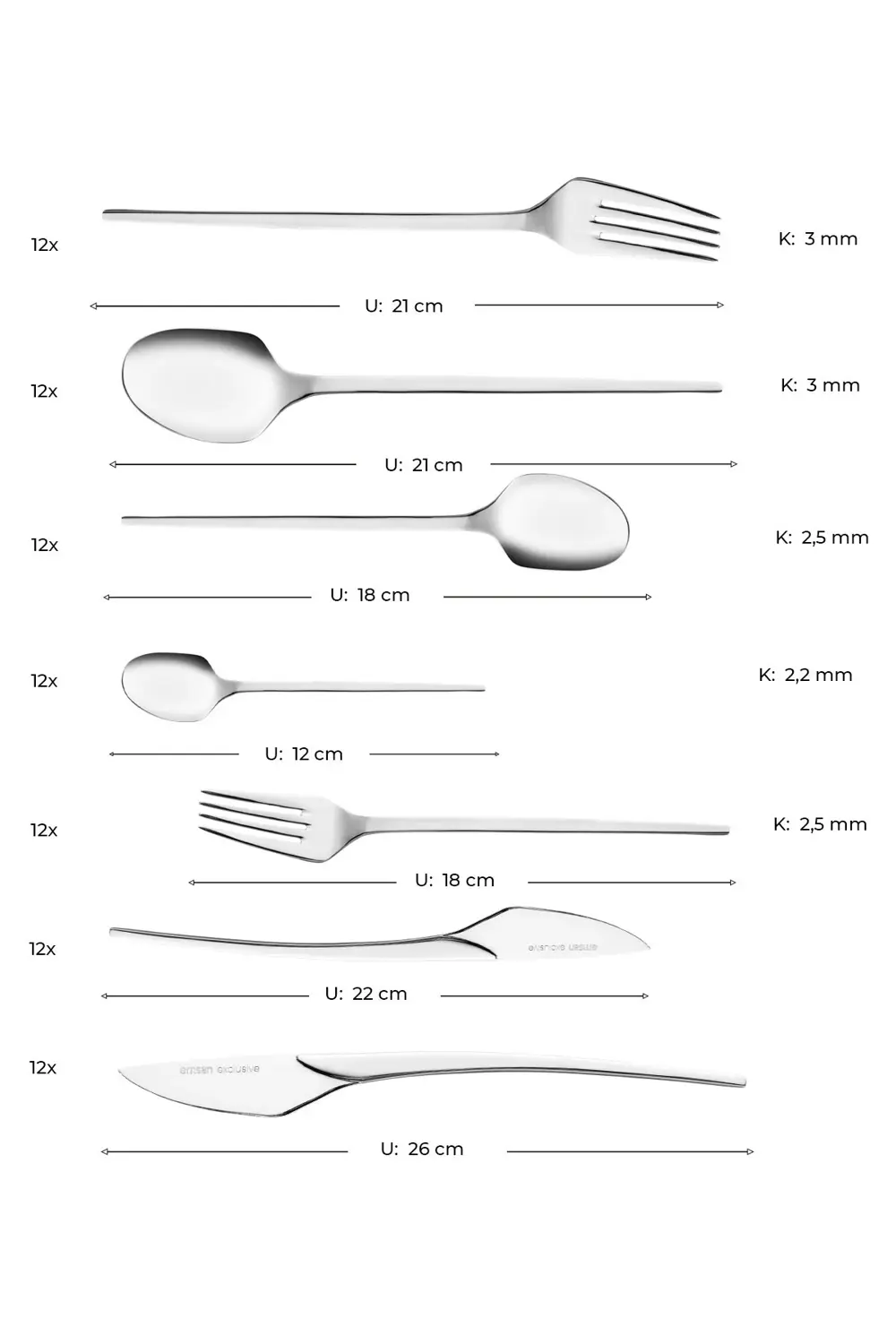 Fair 84 Parça 12 Kişilik Kutulu Çatal Kaşık Bıçak Takımı