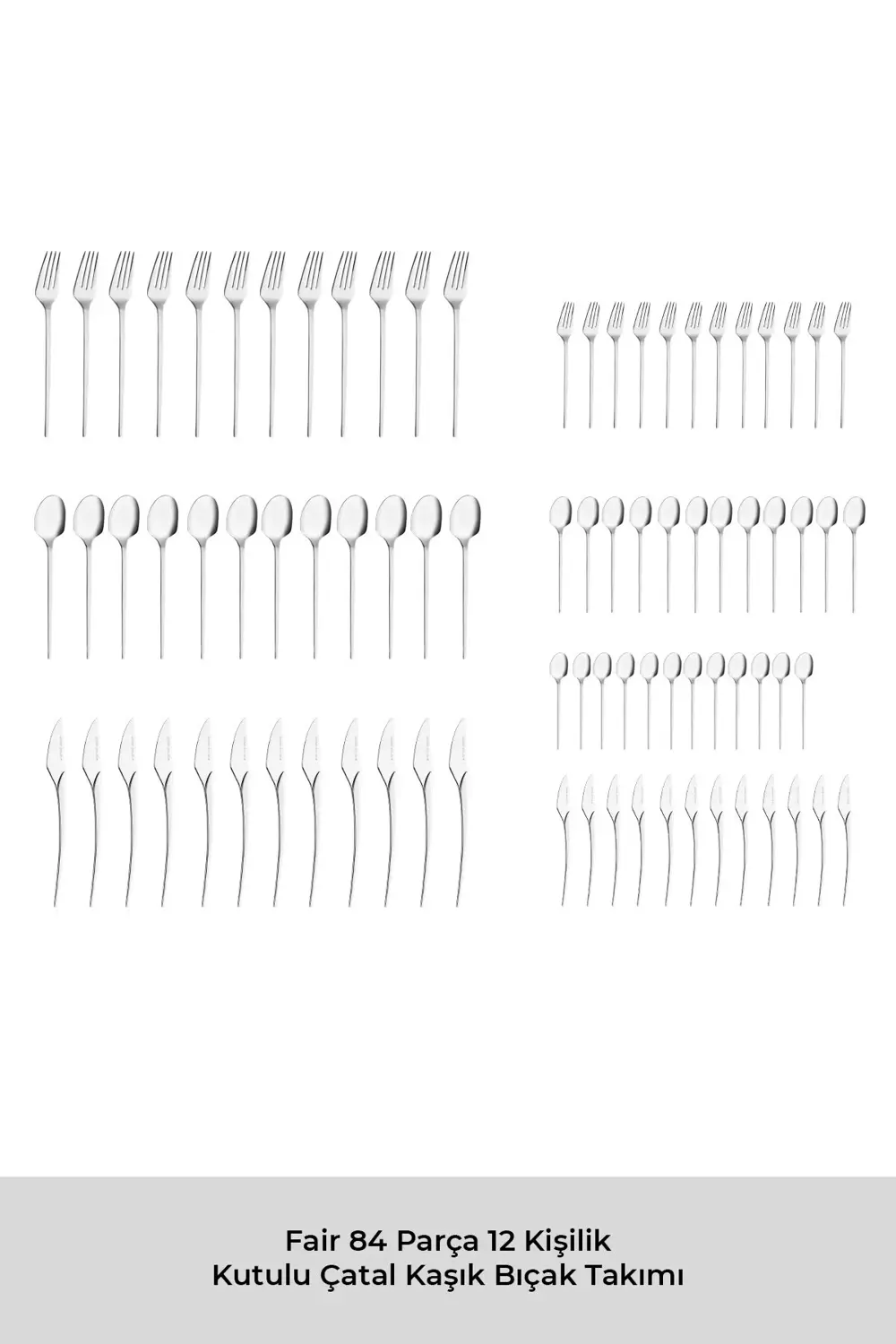 Fair 84 Parça 12 Kişilik Kutulu Çatal Kaşık Bıçak Takımı