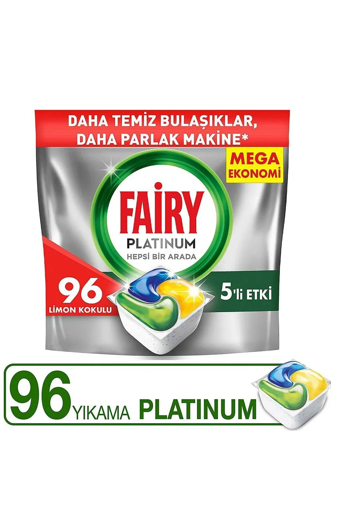 Fairy Platinum Bulaşık Makinesi Kapsülü 96 Yıkama Limon Kokulu