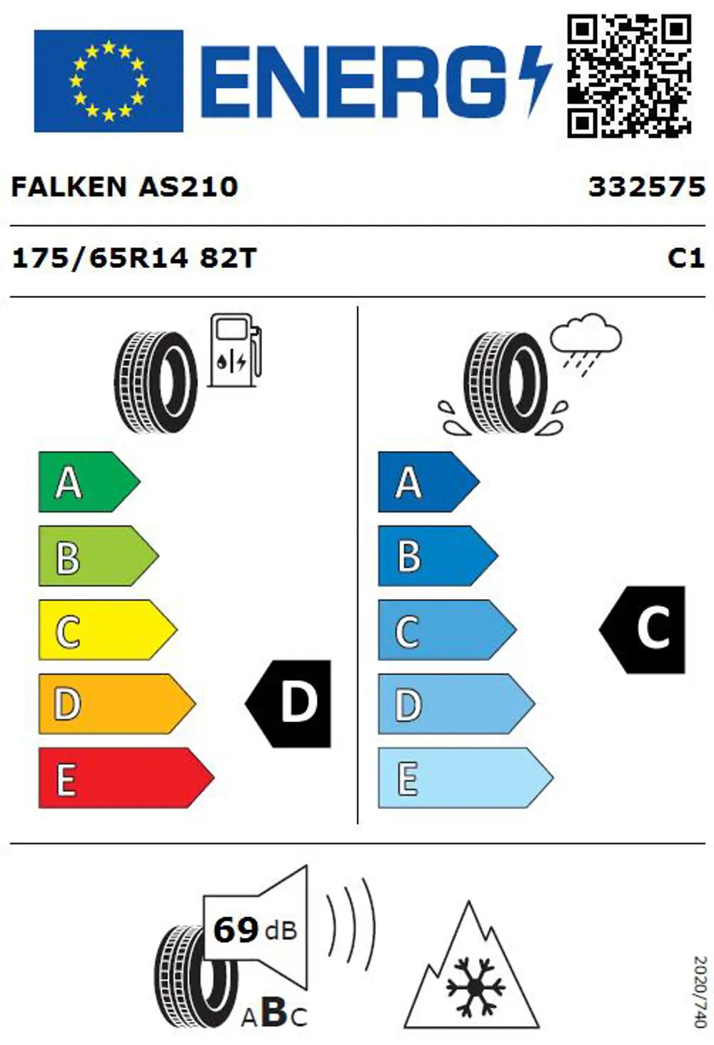 Falken 175/65 R14 TL 82T EUROALL SEASON AS210 Dört Mevsim Lastiği