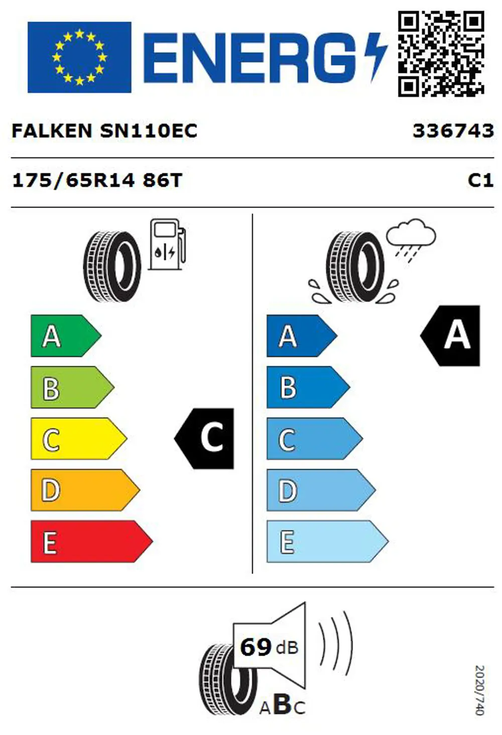 Falken 175/65 R14 TL 86T XL SINCERA SN110 ECORUN Yaz Lastiği (Üre