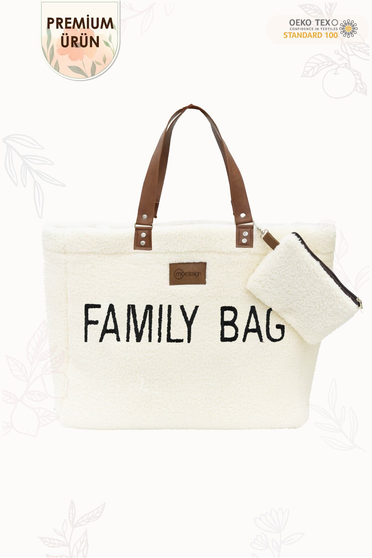 Mordesign Family Bag, Anne Bebek Bakım Çantası, Cüzdan Hediyeli, Xl Büyük B