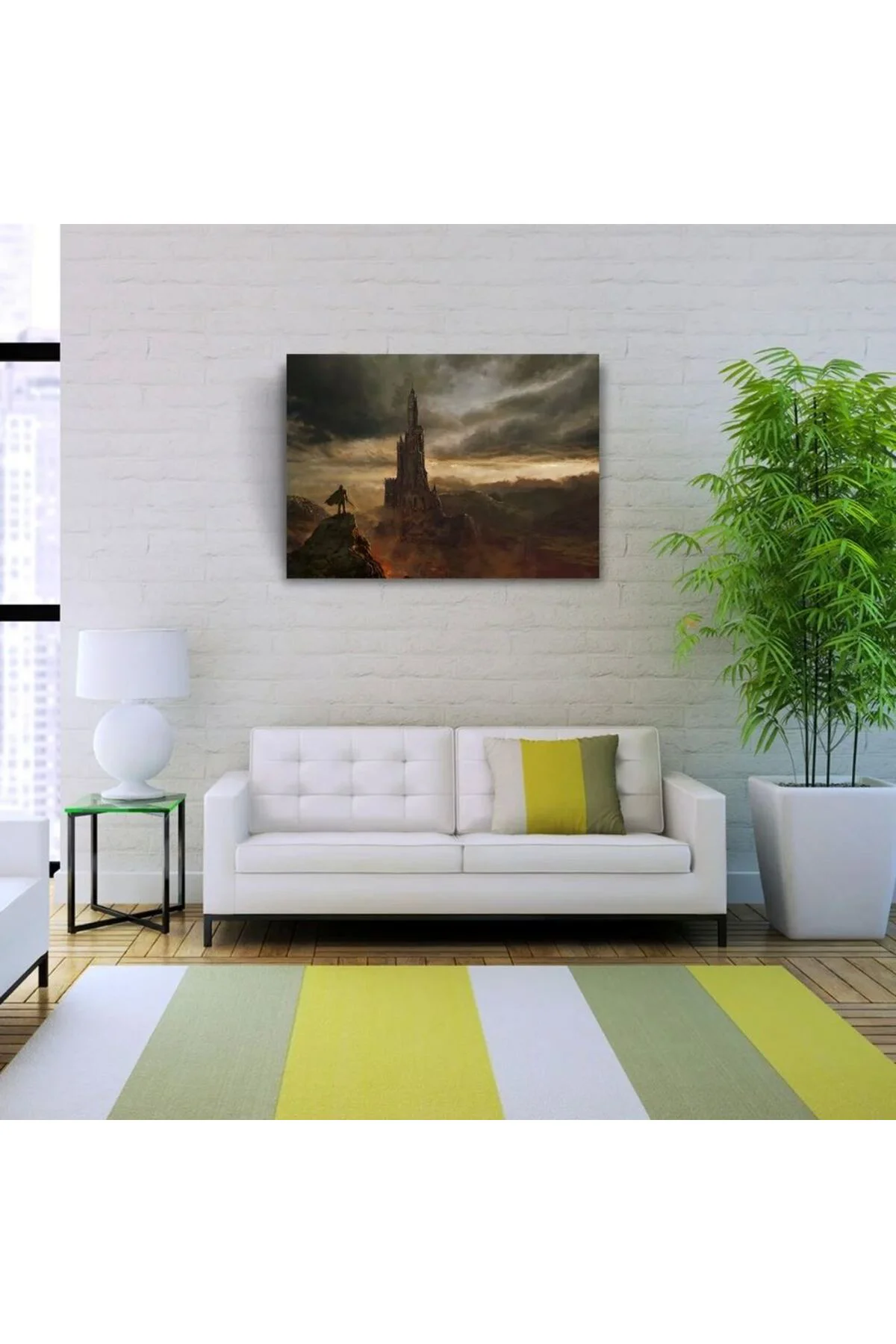 Fantastik Kayalıklara Oyulmuş Tarihi Kale Kanvas Tablo 50 x 70
