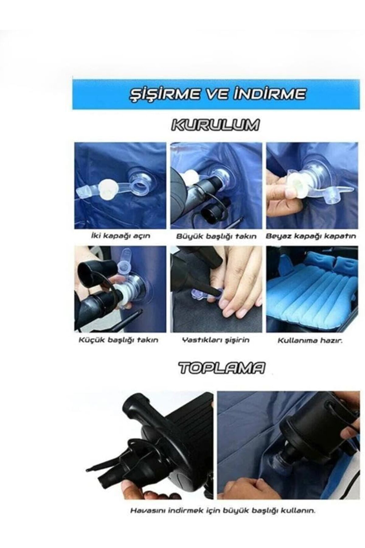 FantastikSell Araç İçi Şişme Yatak Otomobil Arka Koltuk Yatakğı 1