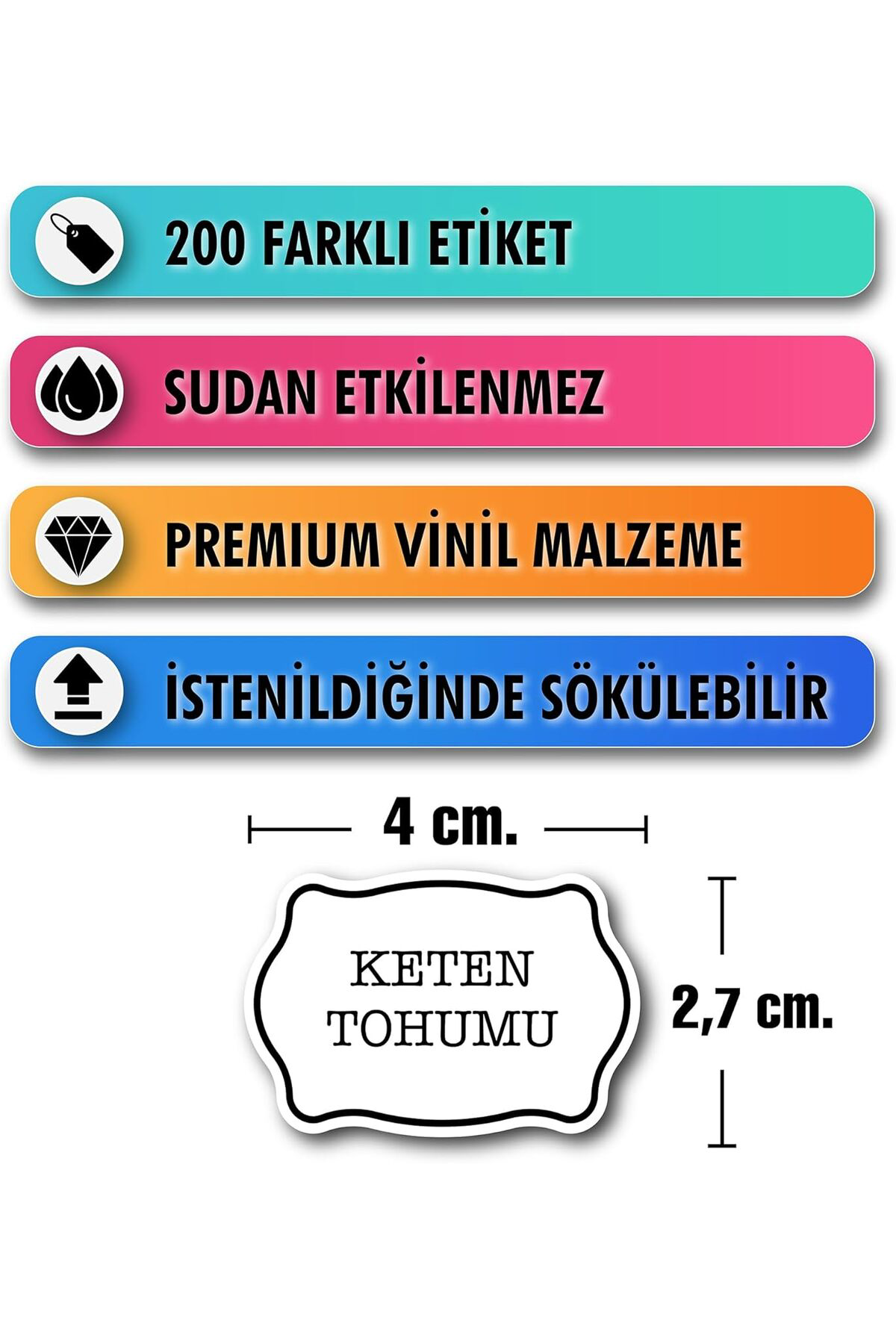 FantastikSell Beyaz Baharatlık Etiketi 200 Adet Kavanoz Sticker S