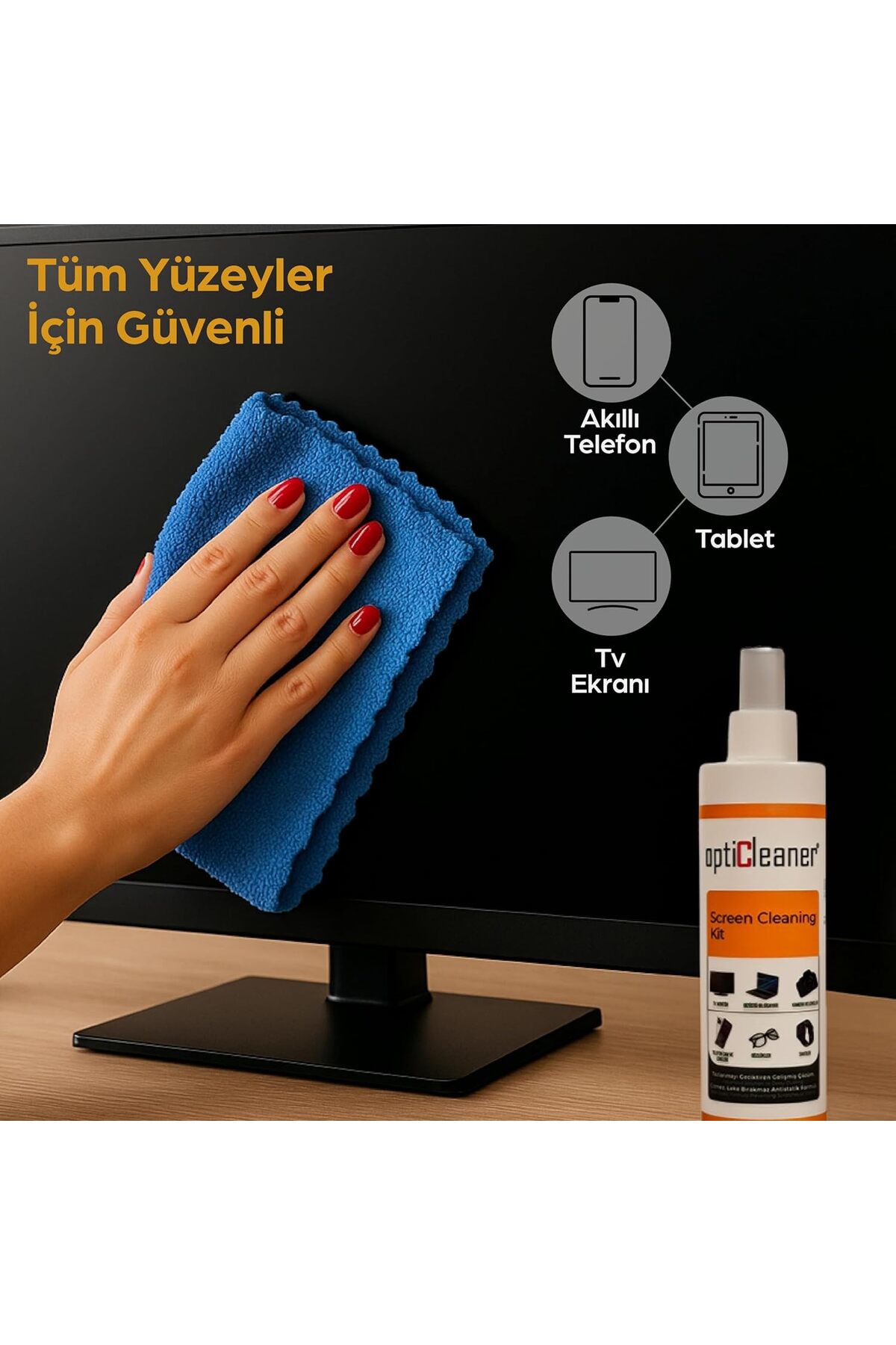 FantastikSell LCD Ekran Temizleme Seti – 250 ml Sprey + Özel Mikr