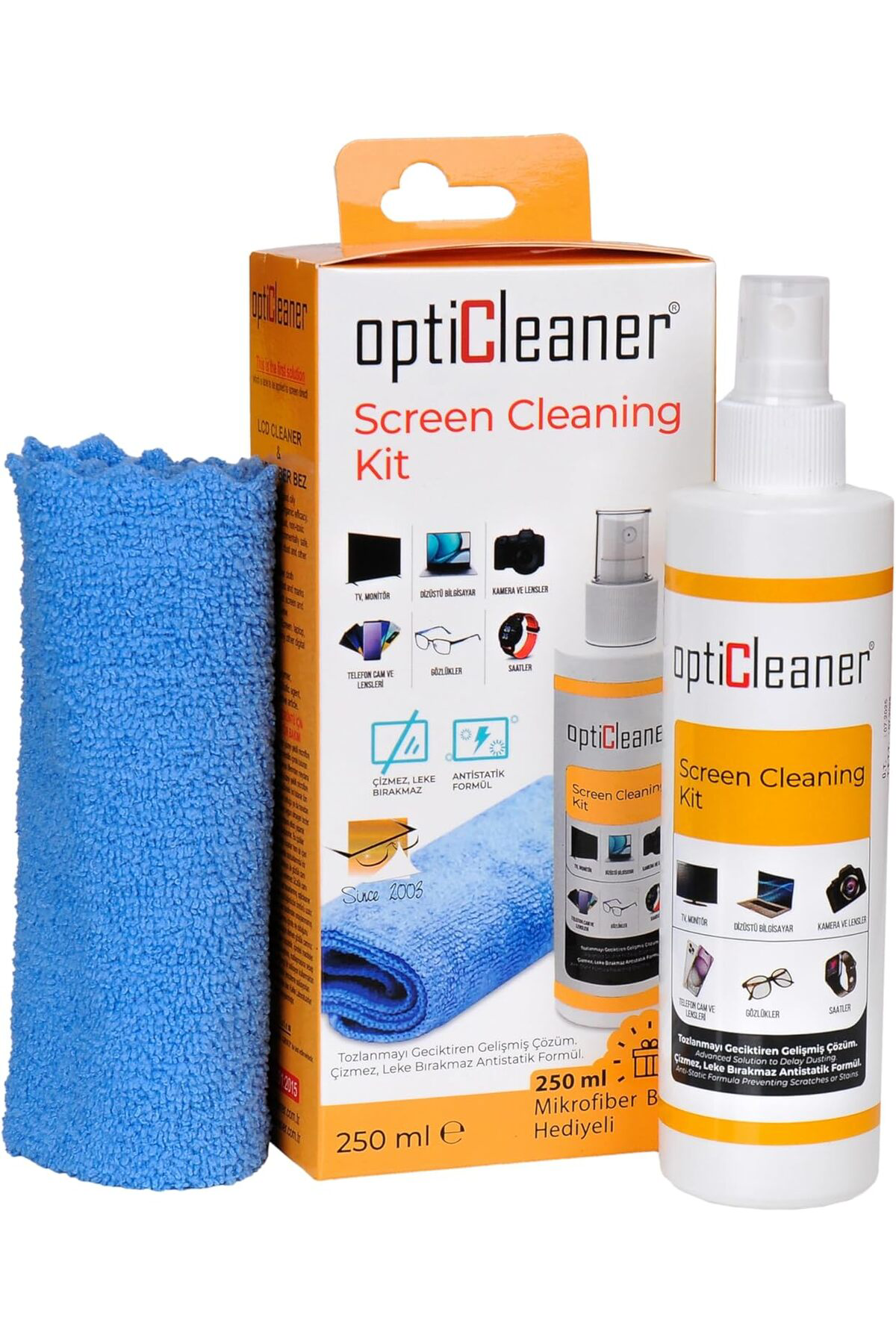 FantastikSell LCD Ekran Temizleme Seti – 250 ml Sprey + Özel Mikr