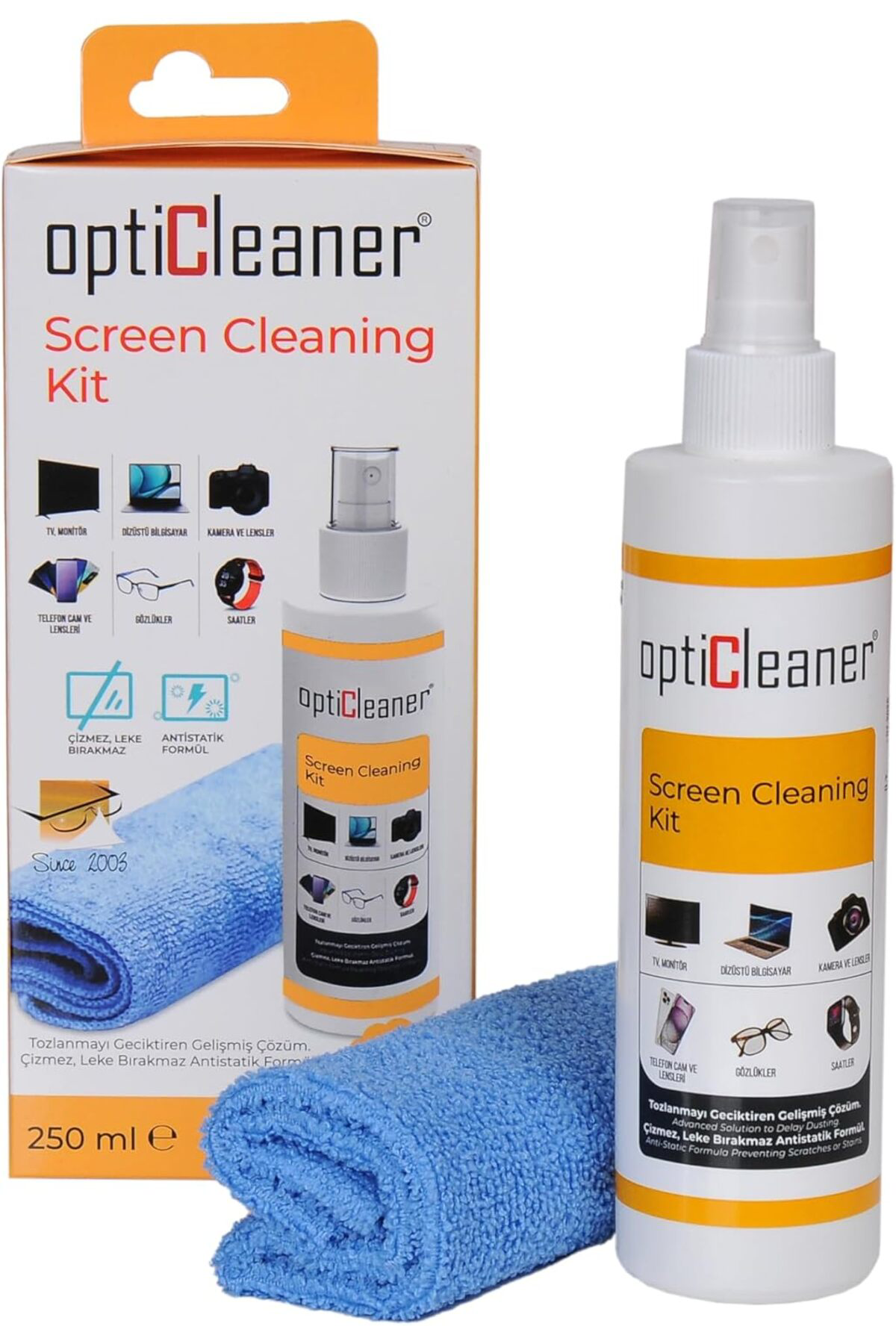 FantastikSell LCD Ekran Temizleme Seti – 250 ml Sprey + Özel Mikr