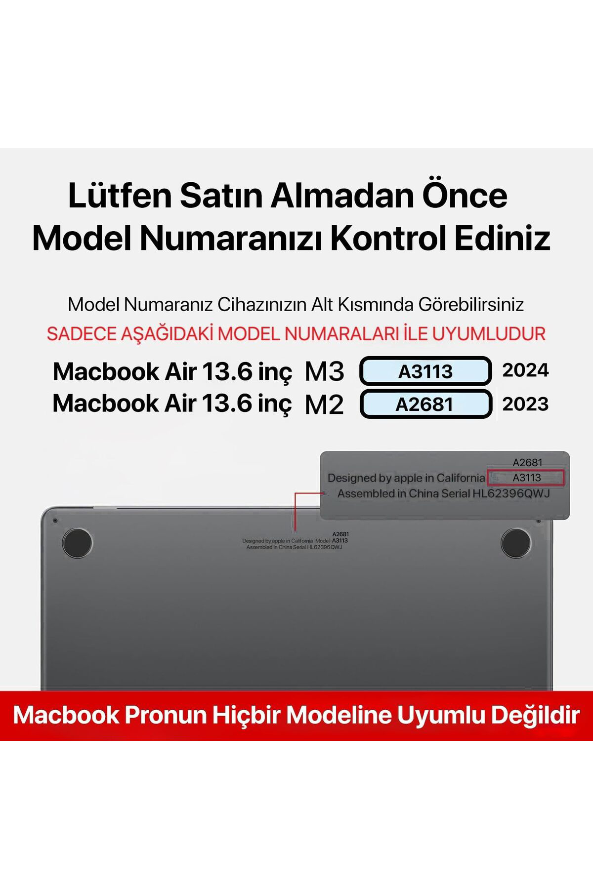 FantastikSell Minesk MacBook Air M4 13.6 inç ile Uyumlu M4 (A3240