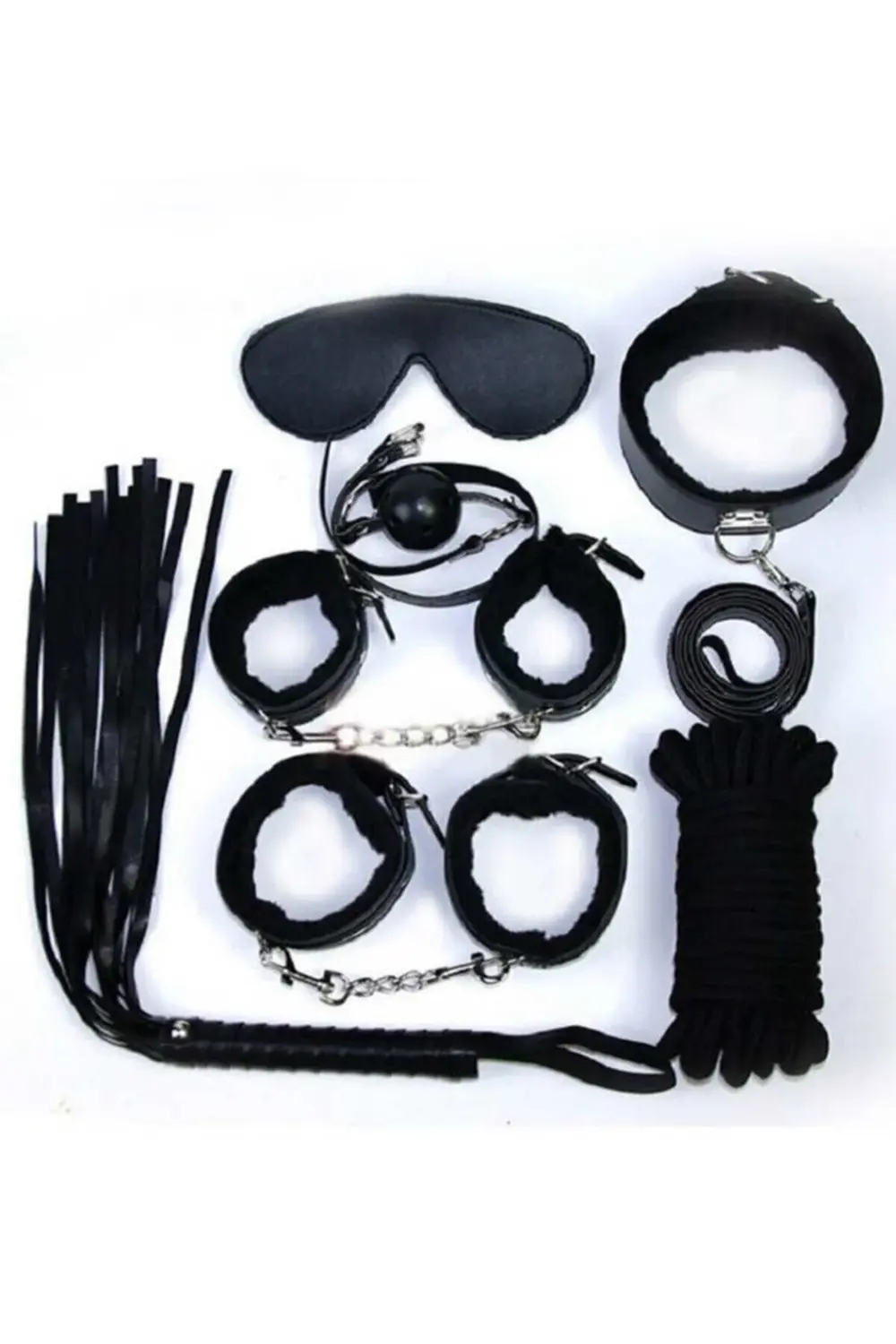 Fantazi Kelepçe Kırbaç Tasmalı 7'li Set Aksesuar Seti 907