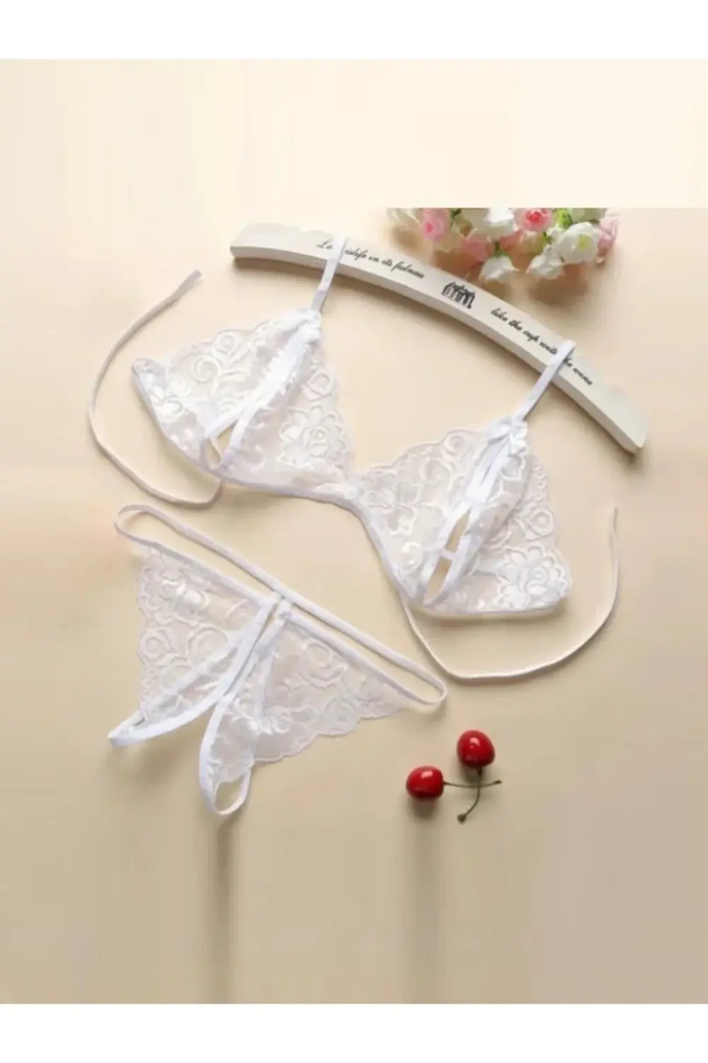 Pilelistore Fantezi Beyaz Dantelli Seksi Sütyen Kilot Takım