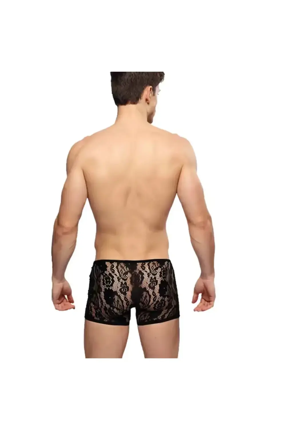 Fantezi Dantelli Seksi Siyah Erkek Boxer - Seksi Erkek İç Çamaşır