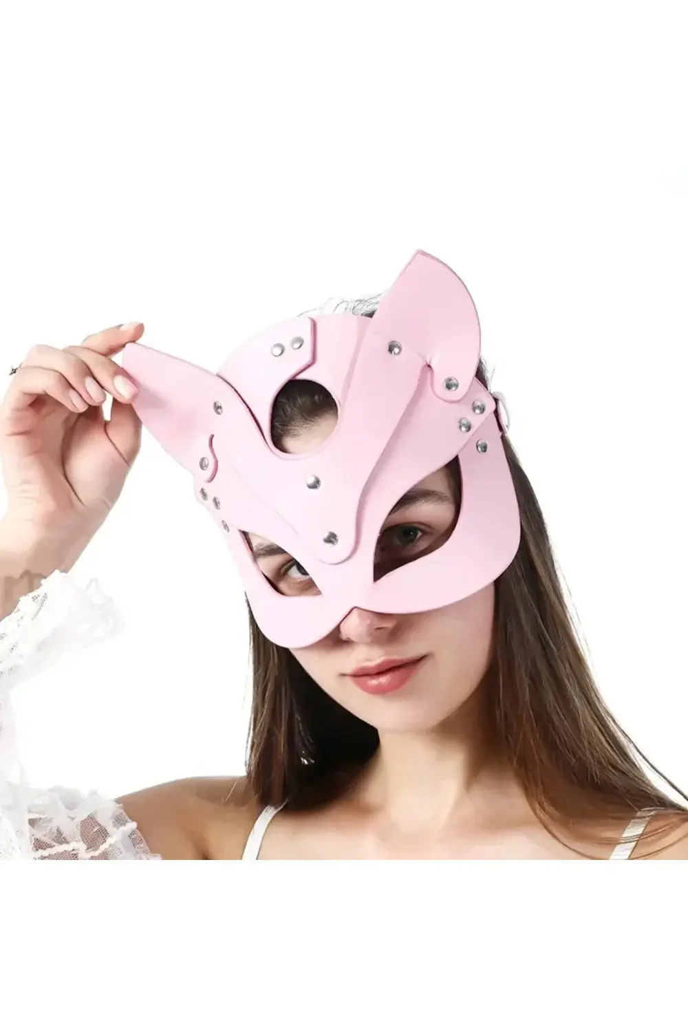 Pilelistore Fantezi Deri Seksi Pembe Kedi Maskesi