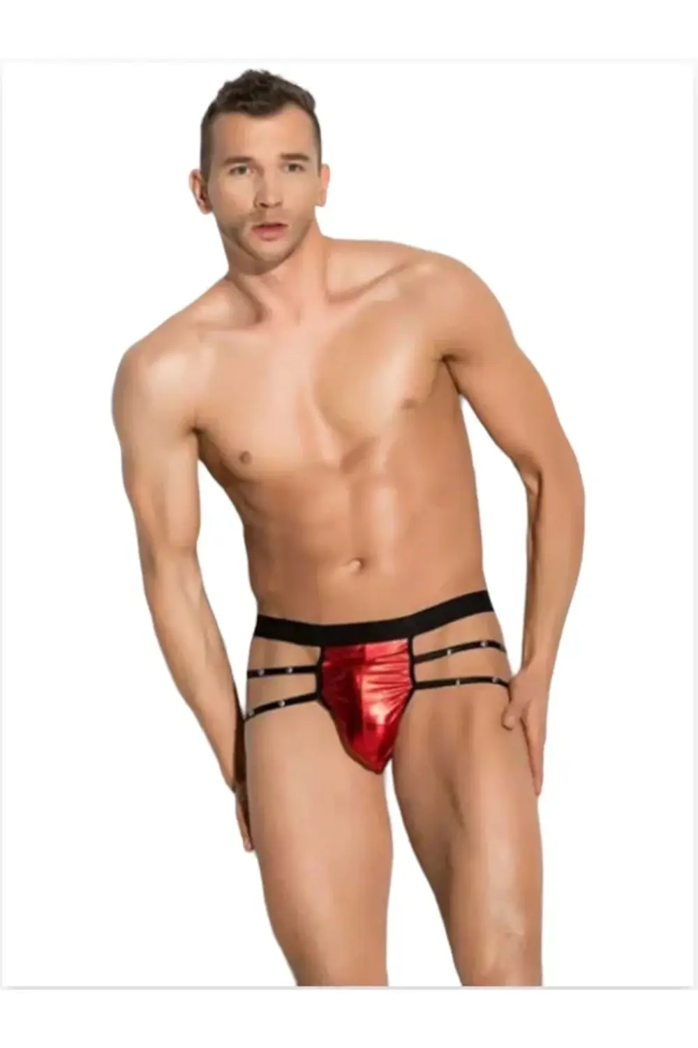 Pilelistore Fantezi Erkek Aşk Kırmızısı Seksi Metalli Tanga - String