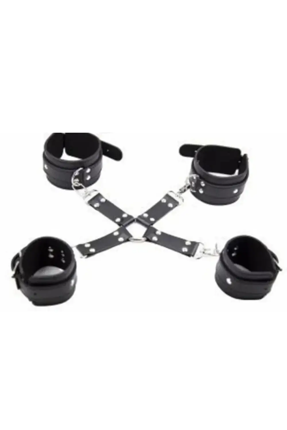 Pilelistore Fantezi Siyah Deri Pozisyon El Ayak Kelepçesi