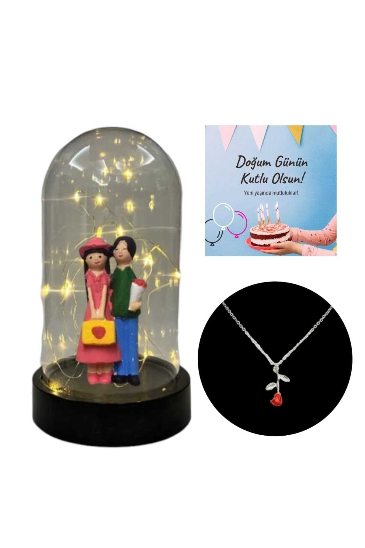 Ok Aksesuar Fanus Teraryum İki Arkadaş Kolye Hediyeli