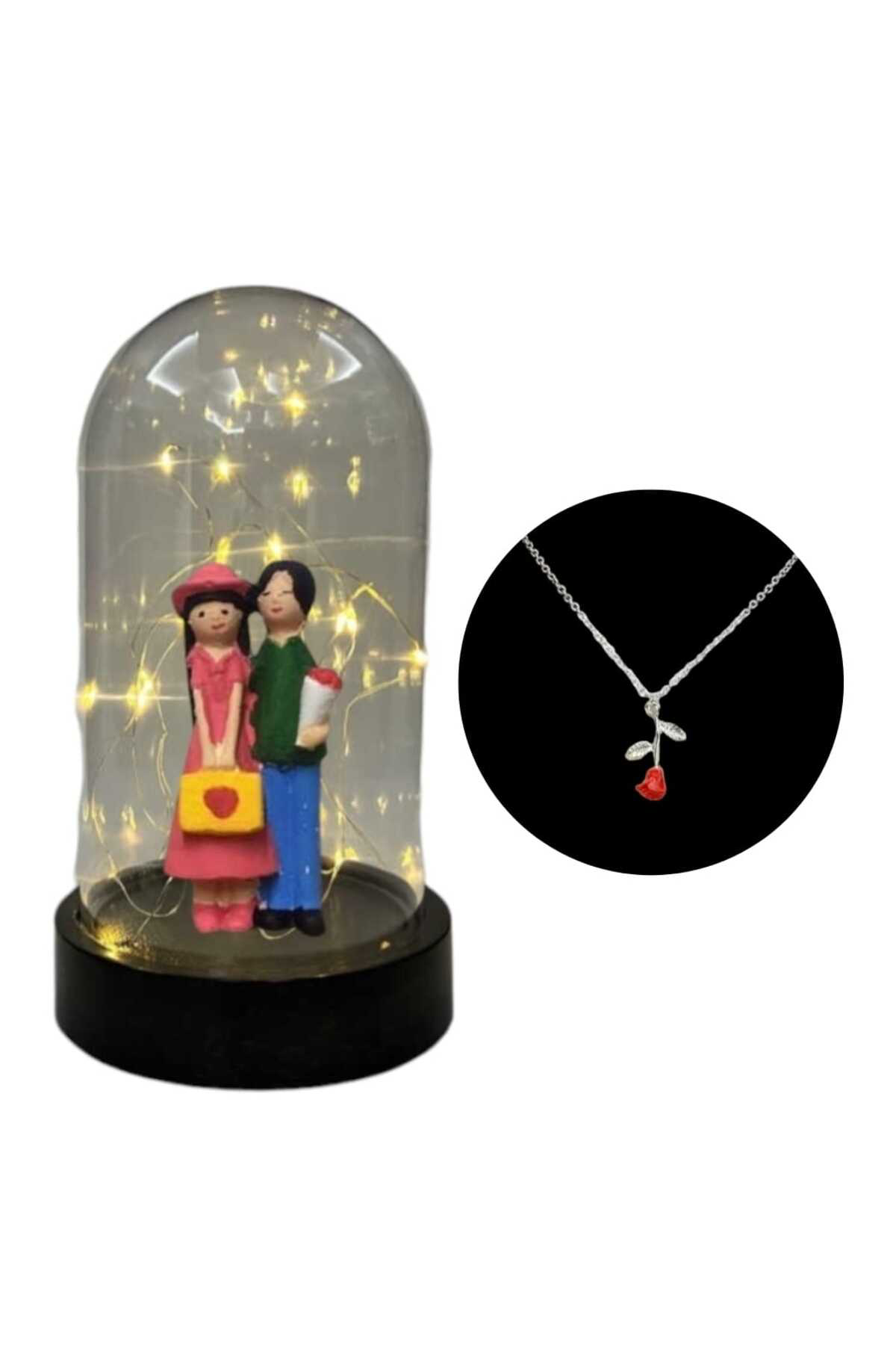 Ok Aksesuar Fanus Teraryum İki Arkadaş Kolye Hediyeli