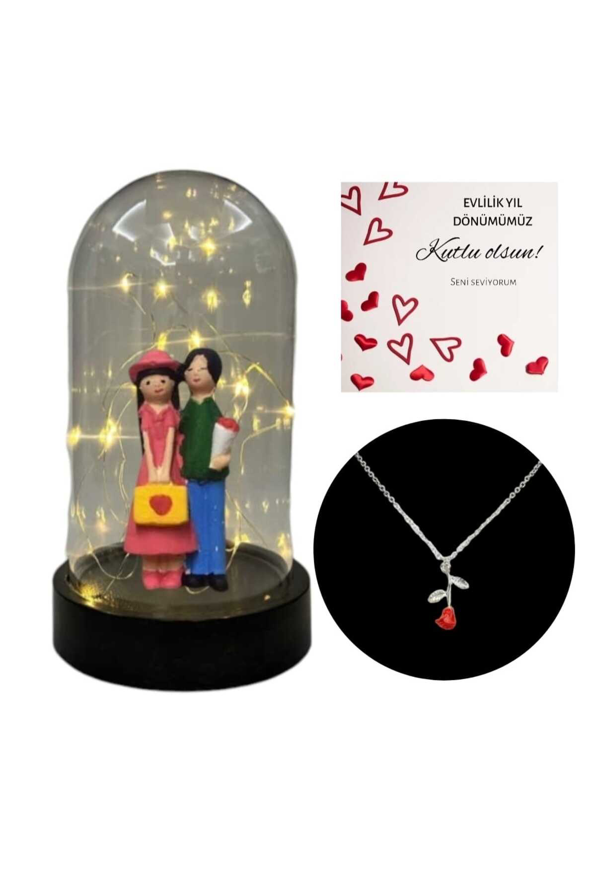 Ok Aksesuar Fanus Teraryum İki Arkadaş Kolye Hediyeli