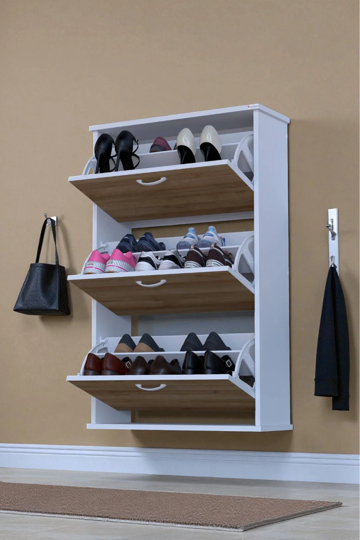 Farel 72 cm Genişlik 3 Kapaklı Ayakkabılık 72x114x26 cm Meşe Renk Farel 72 cm Genişlik 3 Kapaklı Ayakkabılık 72x114x26 cm Meşe Renk