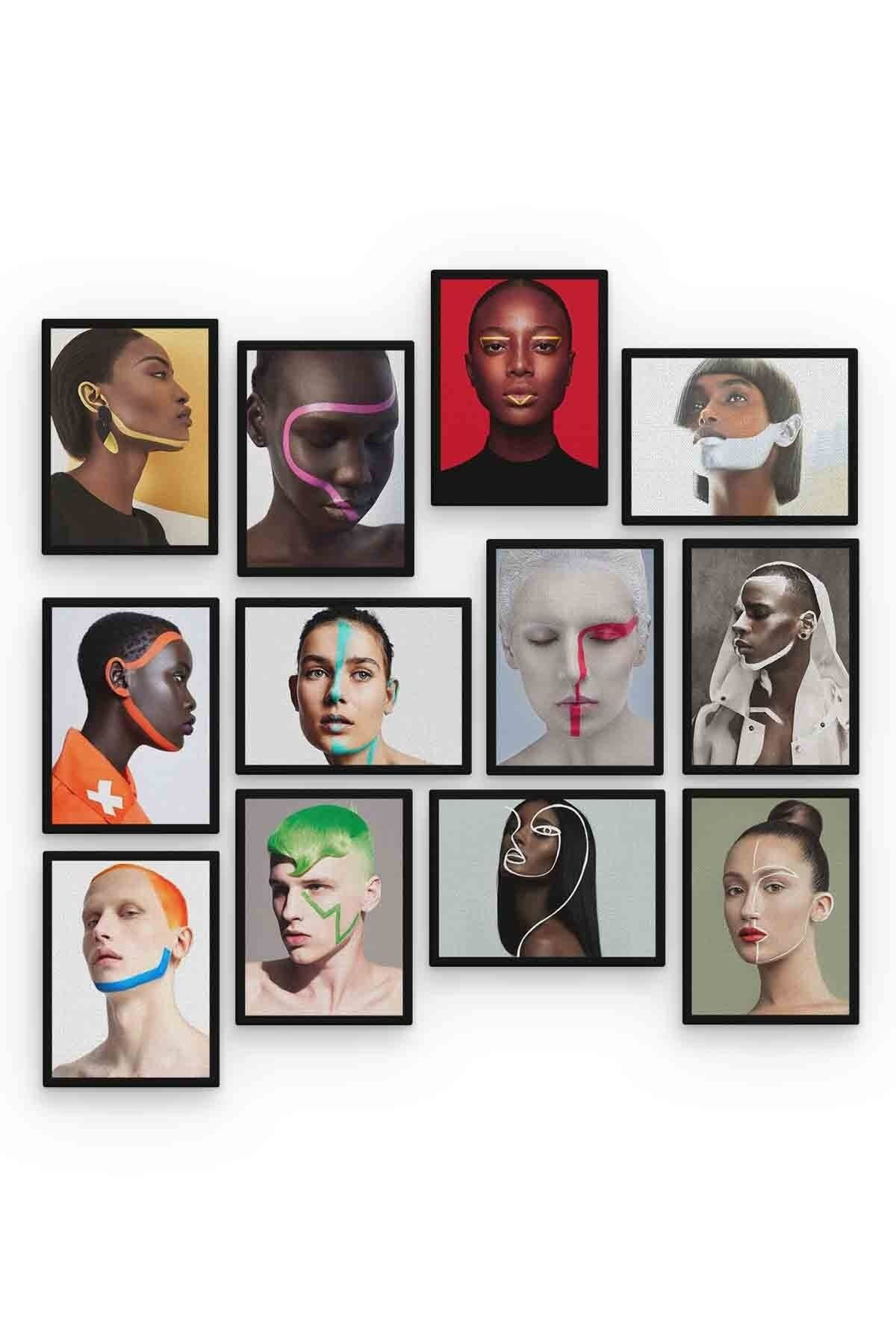 Pi Dekorasyon Farkli Yüzler 12 Parça Mdf (Ahşap) Tablo Ofis Boyu 